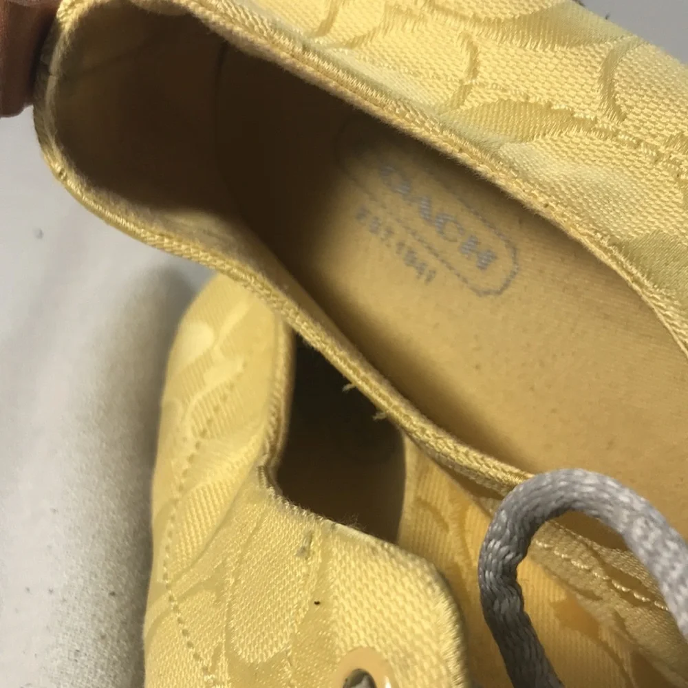 Coach Yellow Women's CC Canvas Espadrille Lace Up Sneaker Flat Shoes